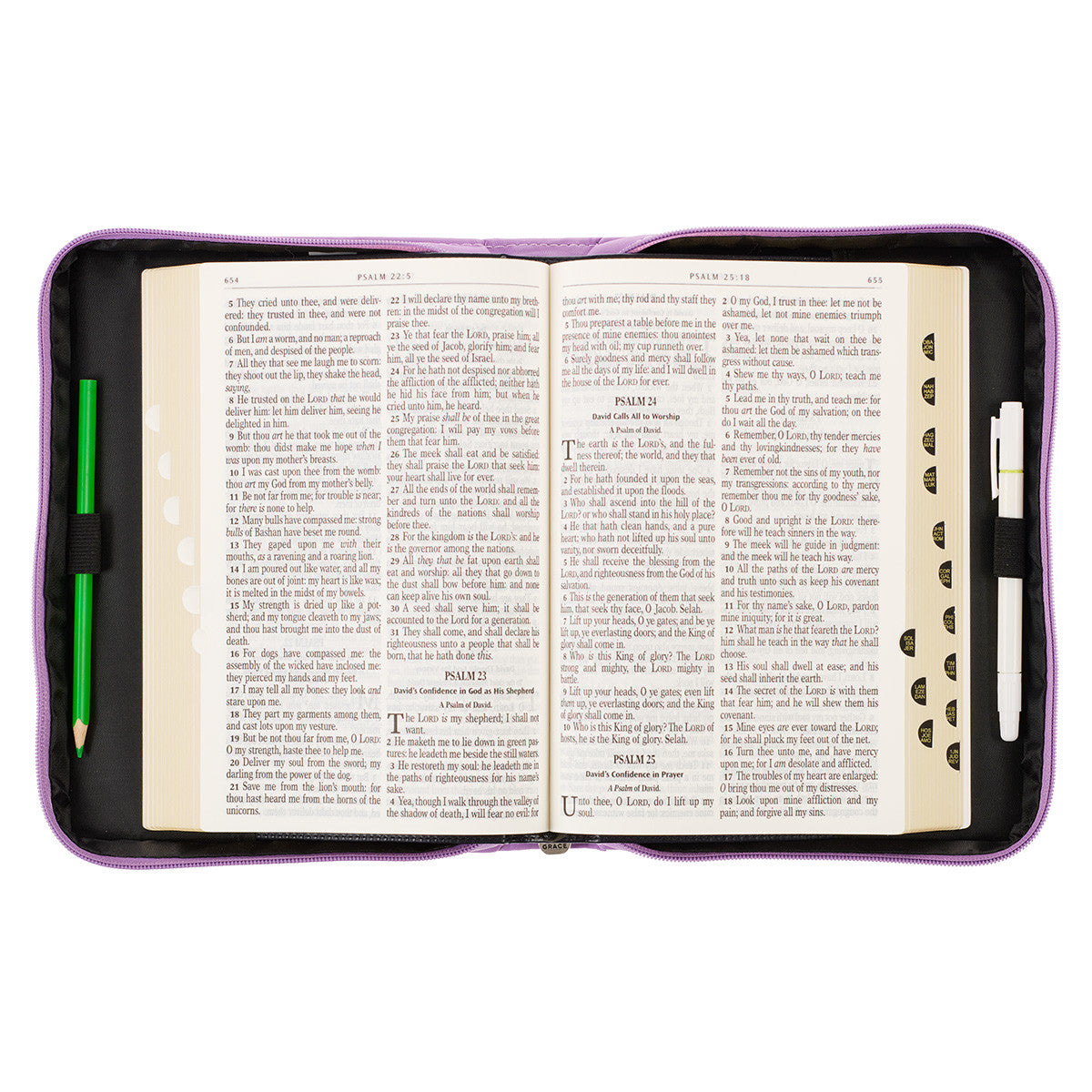 Be Still & Know Purple Laurel Faux Leather Fashion Bible Cover - Psalm 46:10 - The Christian Gift Company
