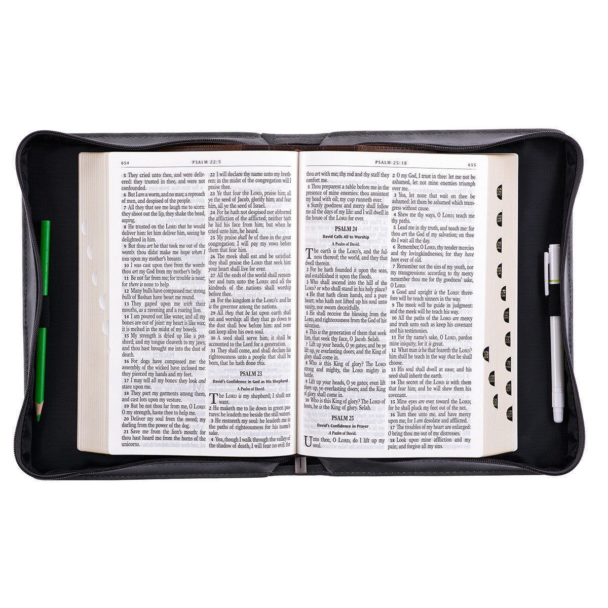 Trust in the LORD Grey and Black Faux Leather Bible Cover - Proverbs 3:5 - The Christian Gift Company