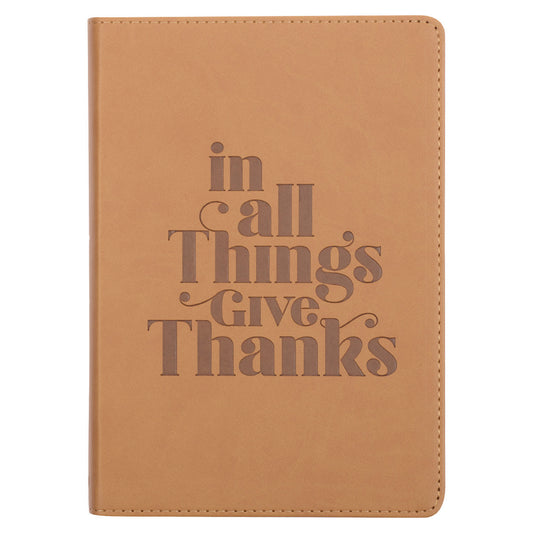 Give Thanks Tan Faux Leather Classic Journal - The Christian Gift Company