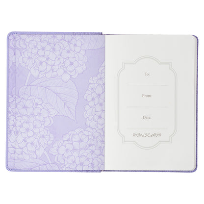 By Grace Lilac Purple Hydrangea Faux Leather Classic Journal - Ephesians 2:8 - The Christian Gift Company