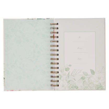 Walk By Faith White Floral Wirebound Journal - 2 Corinthians 5:7 - The Christian Gift Company