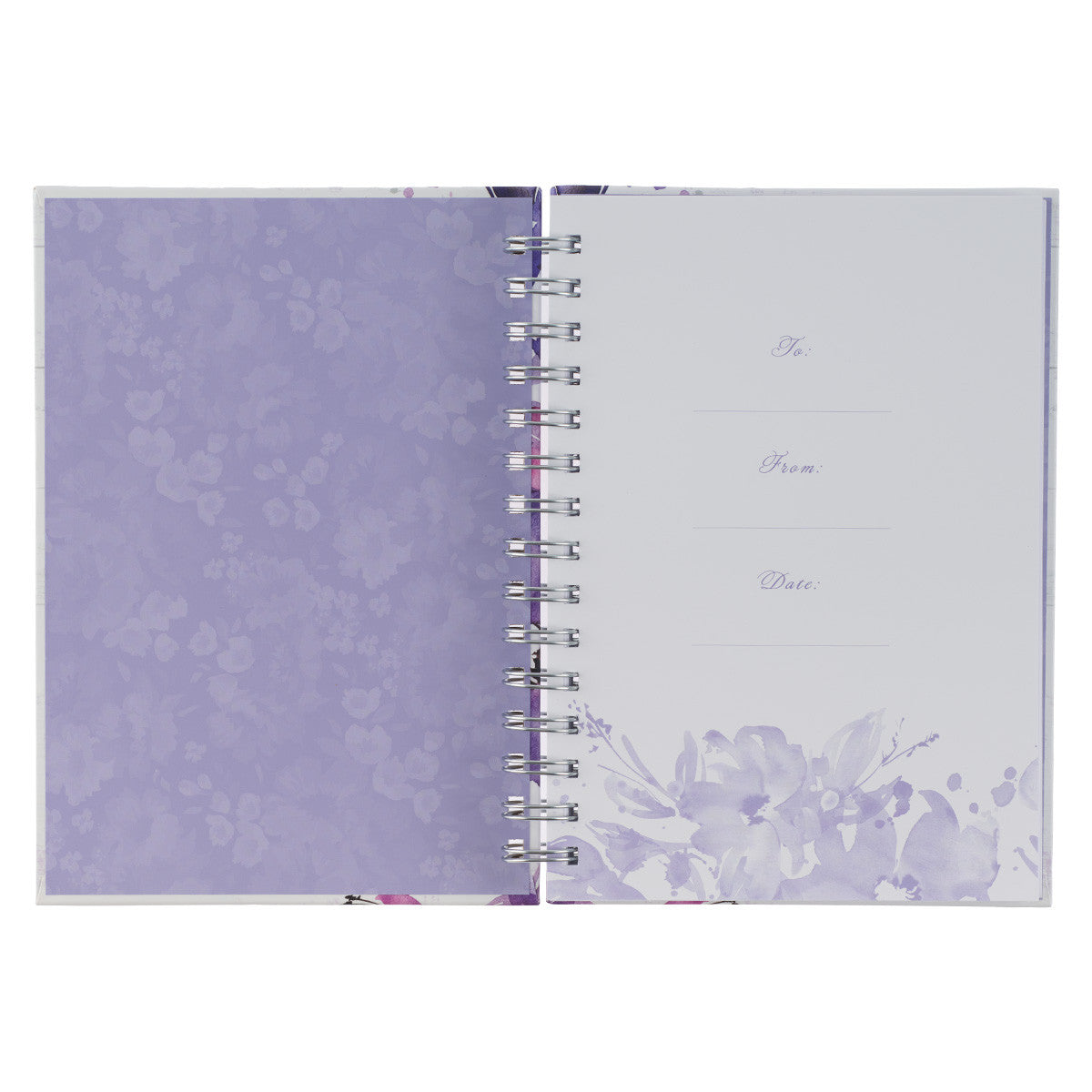 Trust in the Lord Purple Floral Garland Large Wirebound Journal - Proverbs 3:5 - The Christian Gift Company