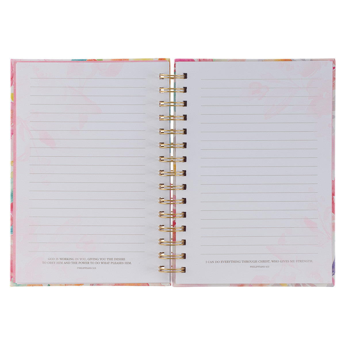 All Things Through Christ Multi-coloured Floral Large Wirebound Journal - Philippians 4:13 - The Christian Gift Company