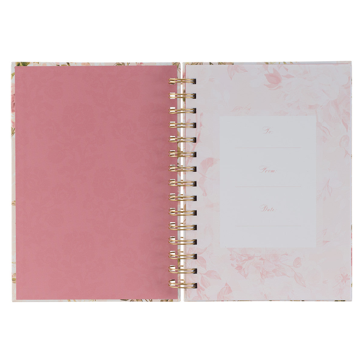 His Grace is Enough Blush Pink Floral Large Wirebound Journal - 2 Corinthians 12:9 - The Christian Gift Company