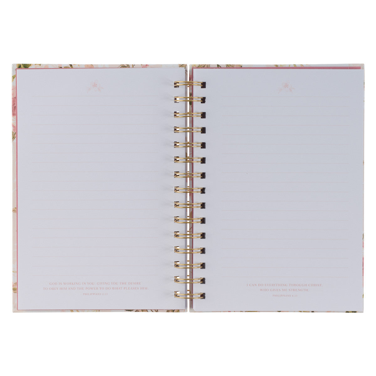 His Grace is Enough Blush Pink Floral Large Wirebound Journal - 2 Corinthians 12:9 - The Christian Gift Company