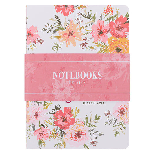 Walk by Faith Berry Pink Floral Large Notebook Set - 2 Corinthians 5:7 - The Christian Gift Company