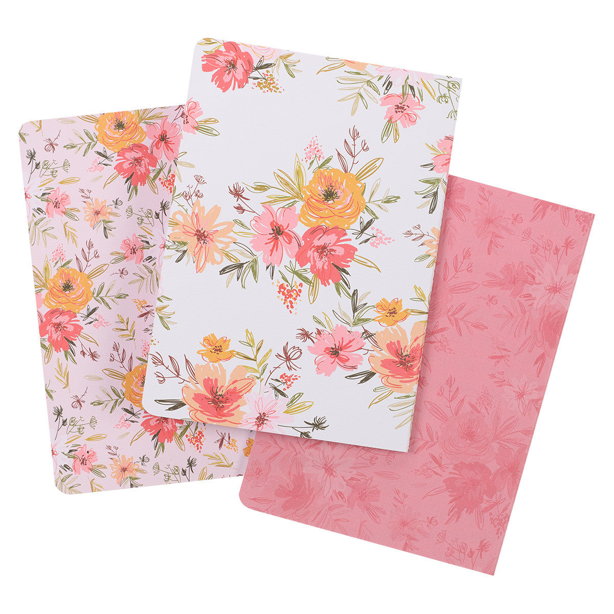 Walk by Faith Berry Pink Floral Large Notebook Set - 2 Corinthians 5:7 - The Christian Gift Company