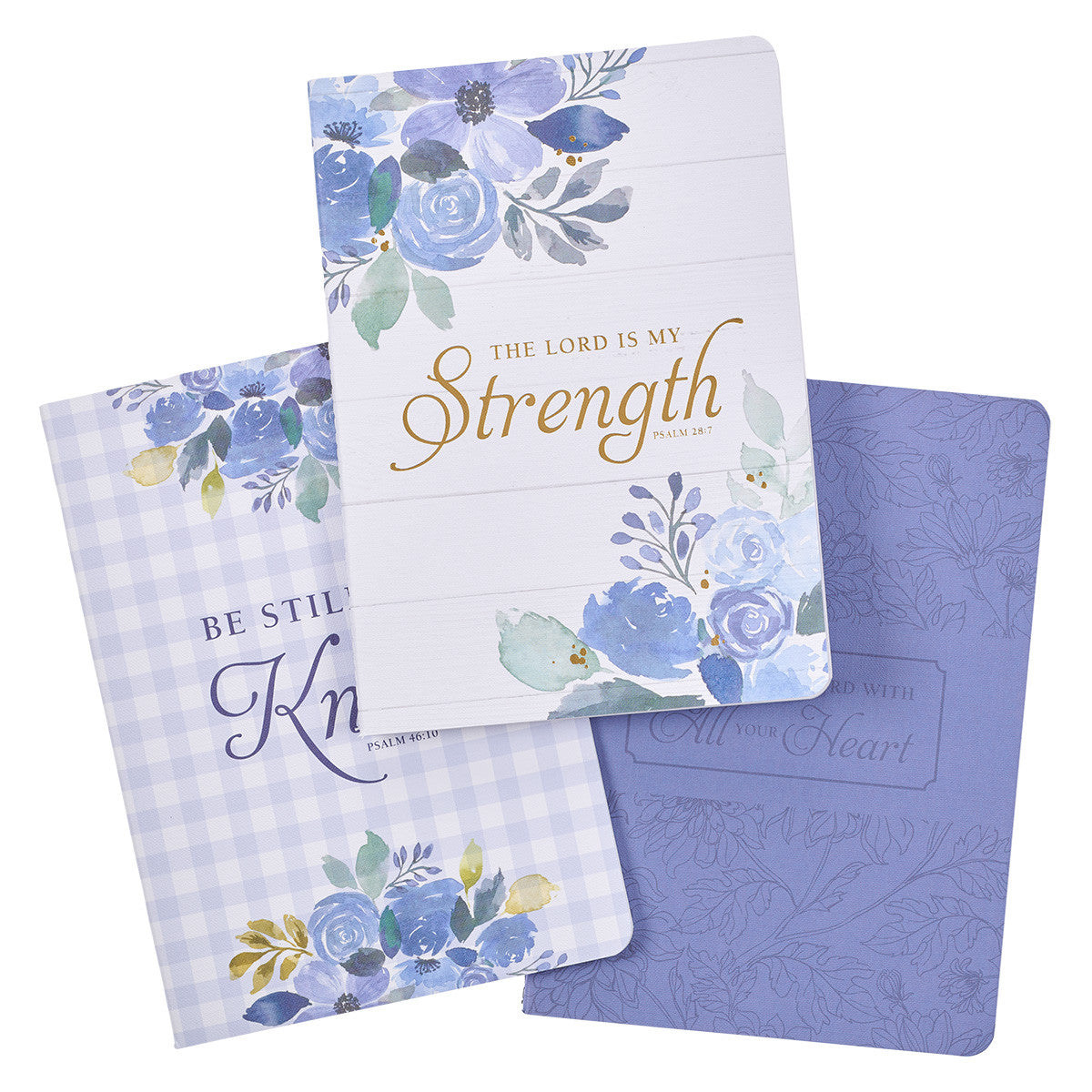 Strength Blue Floral Large Notebook Set -Psalm 28:7 - The Christian Gift Company