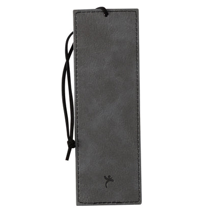 Trust in the LORD Grey and Black Faux Leather Bookmark - Proverbs 3:5 - The Christian Gift Company