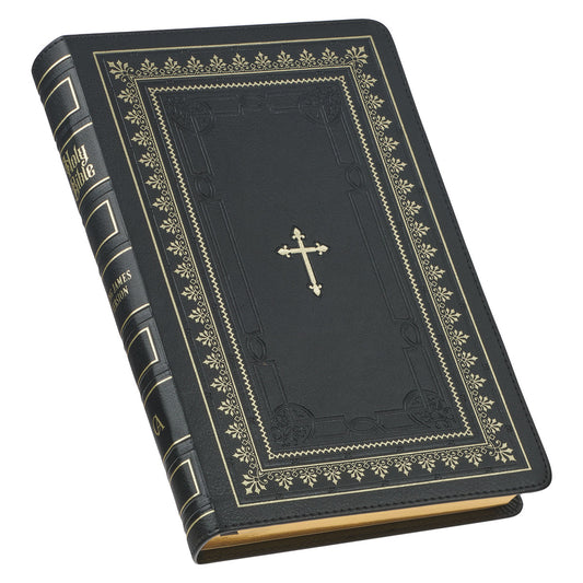 Black Framed Faux Leather King James Version Deluxe Gift Bible with Thumb Index - The Christian Gift Company