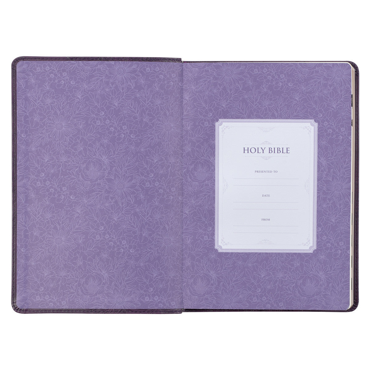 Purple Floral Faux Leather Large Print Thinline King James Version Bible with Thumb Index - The Christian Gift Company
