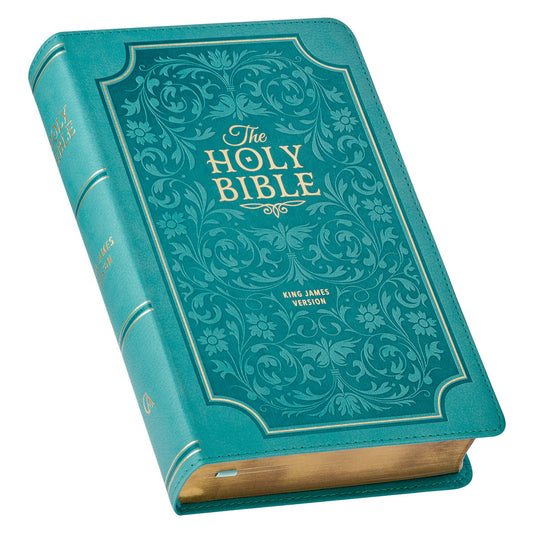 Teal Faux Leather Giant Print Standard-size King James Version Bible with Thumb Index - The Christian Gift Company
