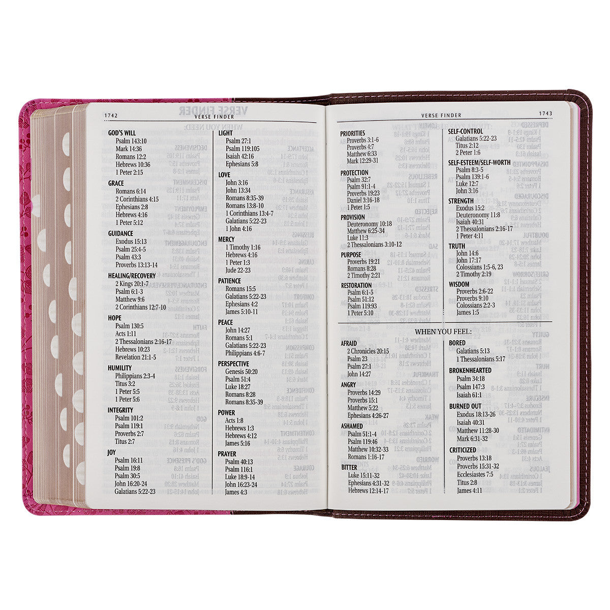 Brown and Berry Pink Faux Leather Giant Print Standard-size King James Version Bible with Thumb Index - The Christian Gift Company