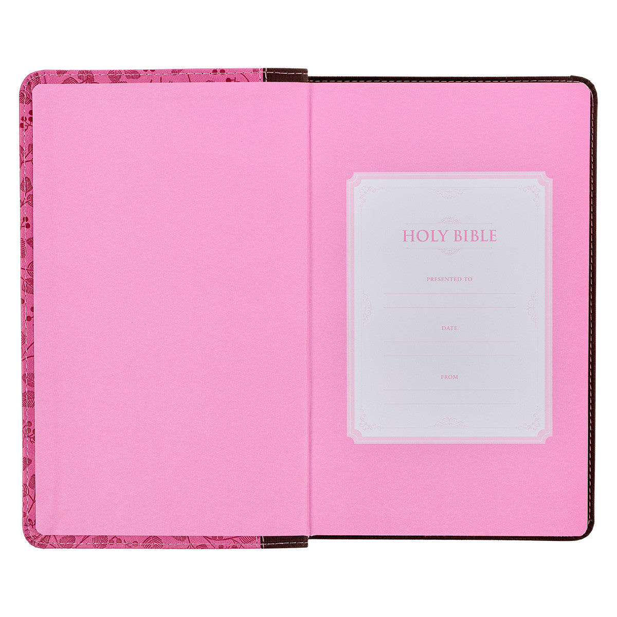 Brown and Berry Pink Faux Leather Giant Print Standard-size King James Version Bible with Thumb Index - The Christian Gift Company