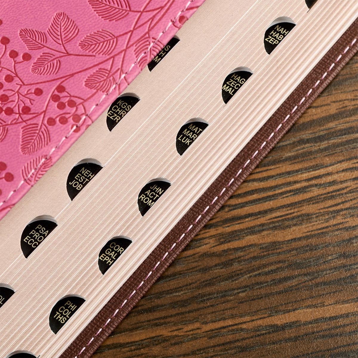 Brown and Berry Pink Faux Leather Giant Print Standard-size King James Version Bible with Thumb Index - The Christian Gift Company