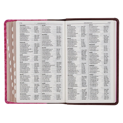 Brown and Berry Pink Faux Leather Giant Print Standard-size King James Version Bible with Thumb Index - The Christian Gift Company