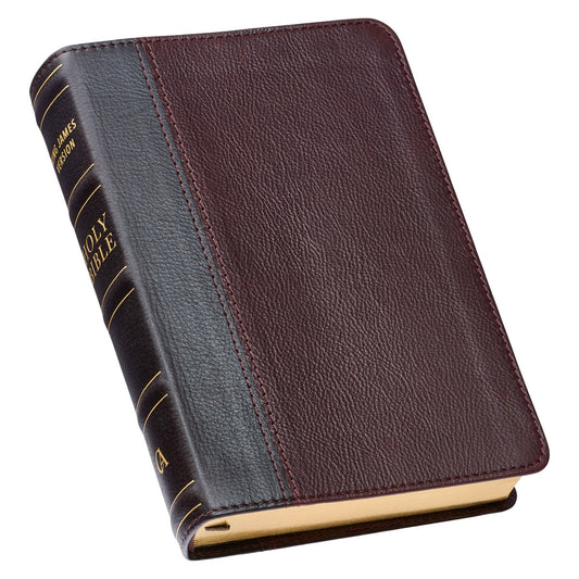 Merlot & Burgundy Two-tone Genuine Leather Compact King James Version Bible - The Christian Gift Company