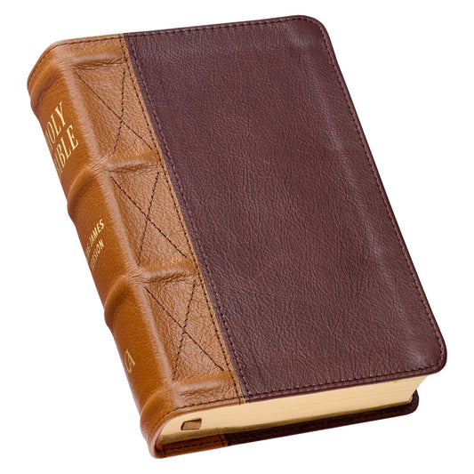 Saddle Tan and Butterscotch Genuine Leather Large Print Compact KJV Bible - The Christian Gift Company