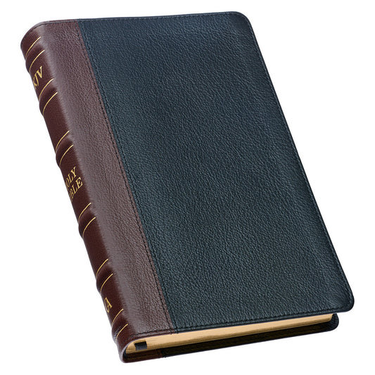 Two-tone Brown and Black Genuine Leather King James Version Deluxe Gift Bible - The Christian Gift Company