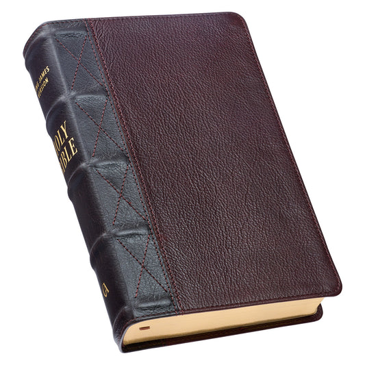 Two-tone Brown Genuine Leather Giant Print King James Version Bible with Thumb Indexing - The Christian Gift Company