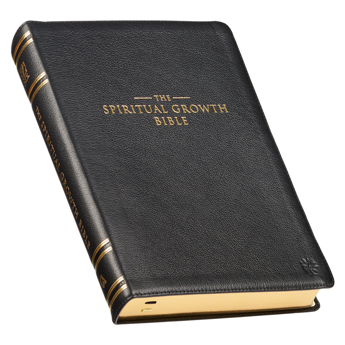 Black Genuine Leather Spiritual Growth Bible - The Christian Gift Company