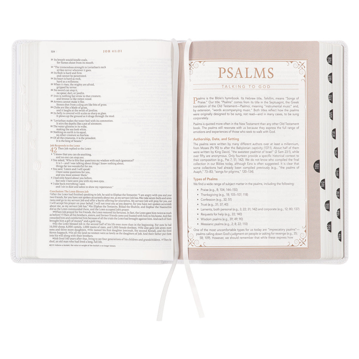 White Full Grain Leather Spiritual Growth Bible - The Christian Gift Company