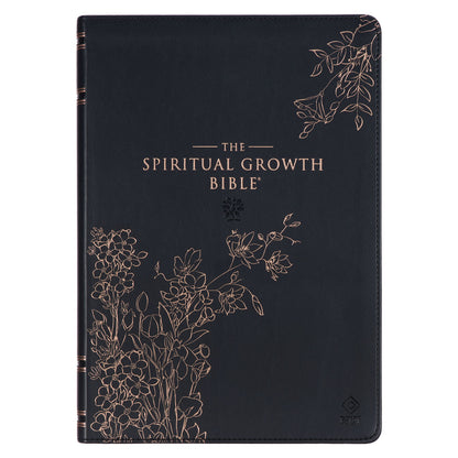 Midnight Blue Faux Leather Spiritual Growth Bible - The Christian Gift Company