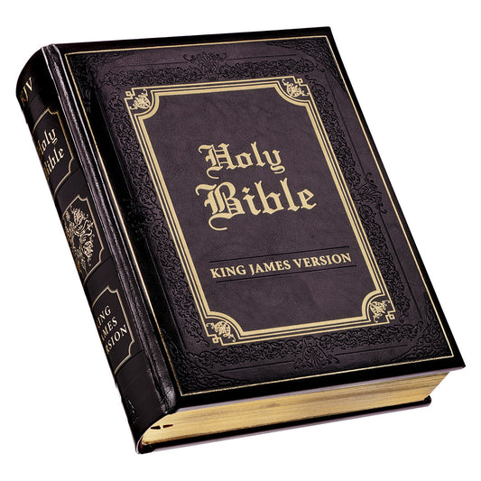 Dark Brown Faux Leather Hardcover King James Version Family Bible - The Christian Gift Company