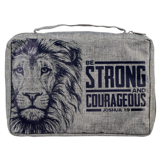 Strong and Courageous Lion Grey Value Bible Cover - Joshua 1:9 - The Christian Gift Company
