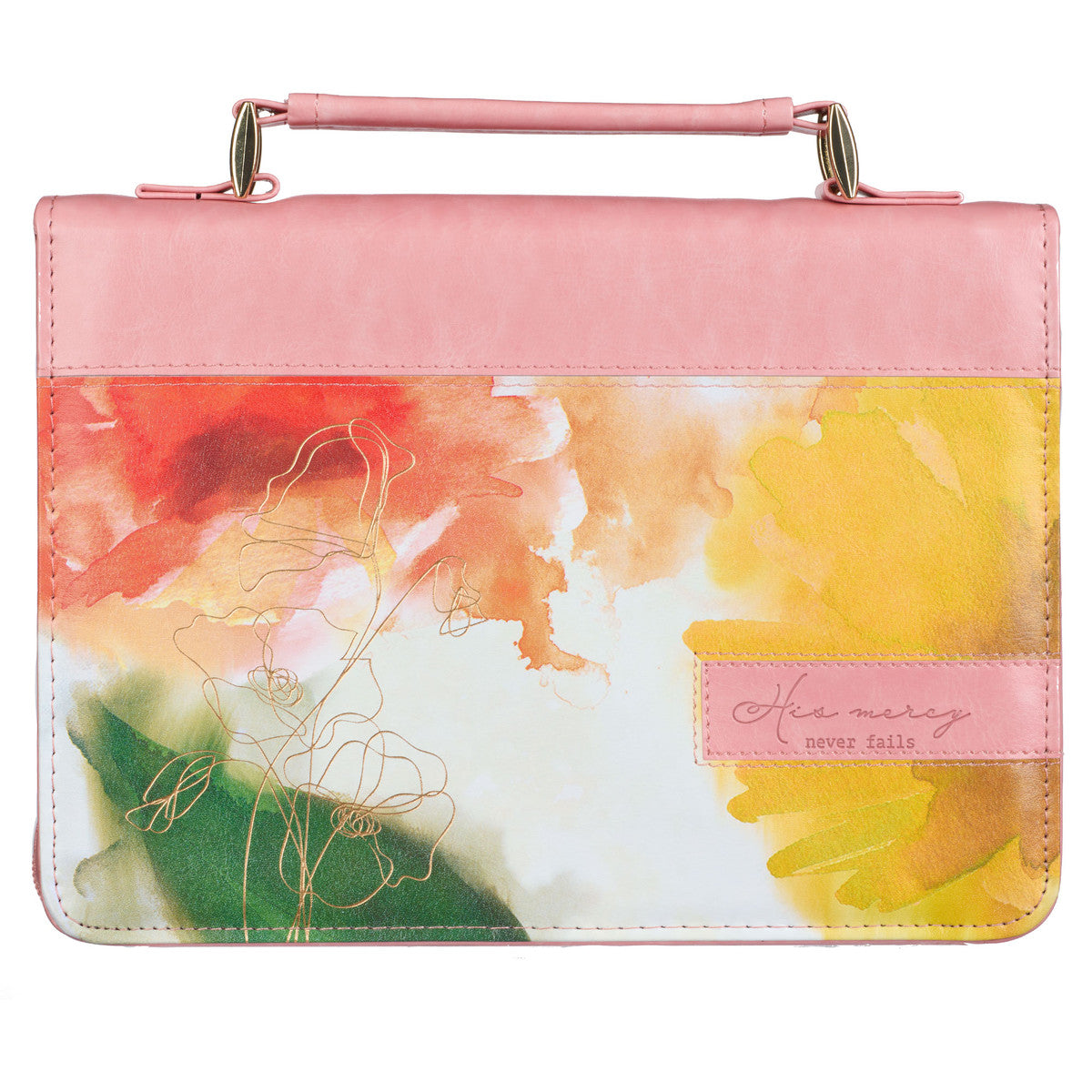 Pastel Meadow Pink Watercolour Faux Leather Bible Cover - The Christian Gift Company