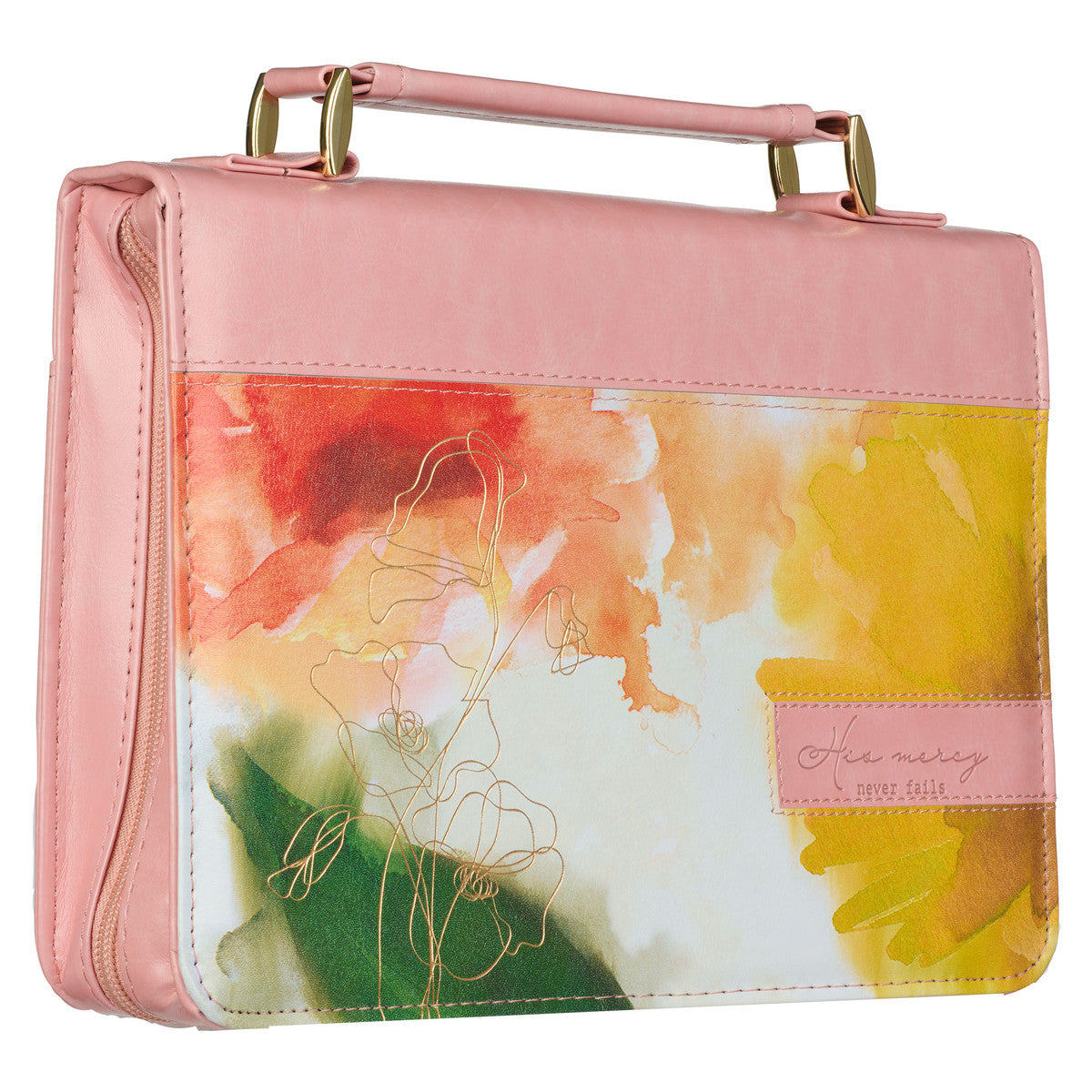 Pastel Meadow Pink Watercolour Faux Leather Bible Cover - The Christian Gift Company