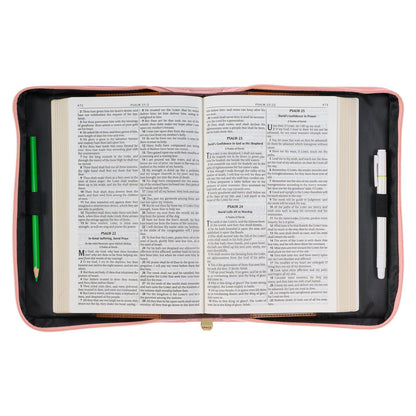 Pastel Meadow Pink Watercolour Faux Leather Bible Cover - The Christian Gift Company