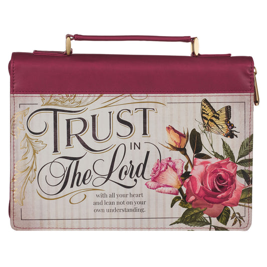 Trust in the LORD Floral Pomegranate Red Faux Leather Fashion Bible Cover - Proverbs 3:5 - The Christian Gift Company