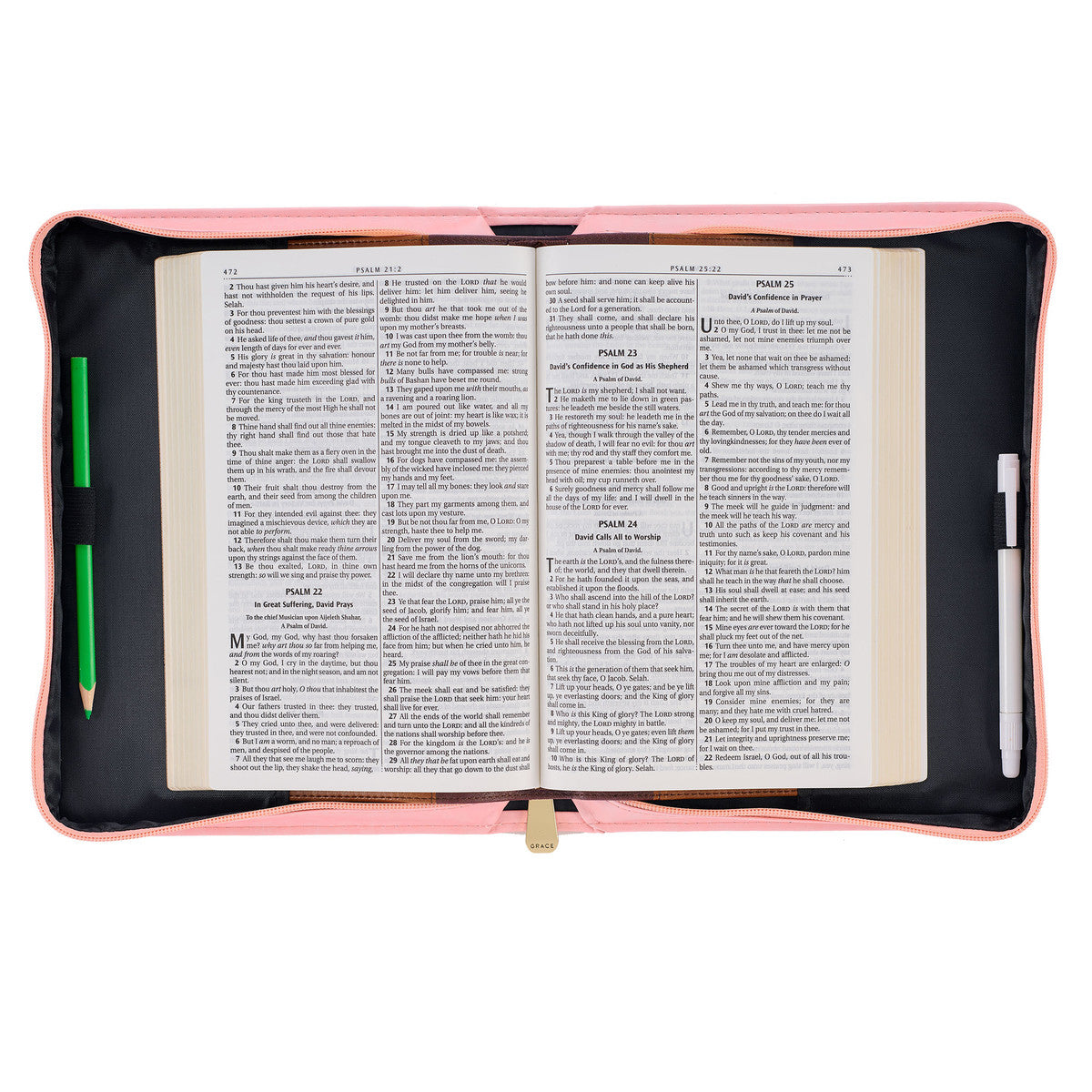 Through Christ Fluted Iris Pink Faux Leather Fashion Bible Cover - Philippians 4:13 - The Christian Gift Company