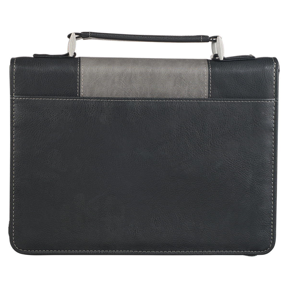 Walk by Faith Black and Grey Faux Leather Classic Bible Cover - 2 Corinthians 5:7 - The Christian Gift Company