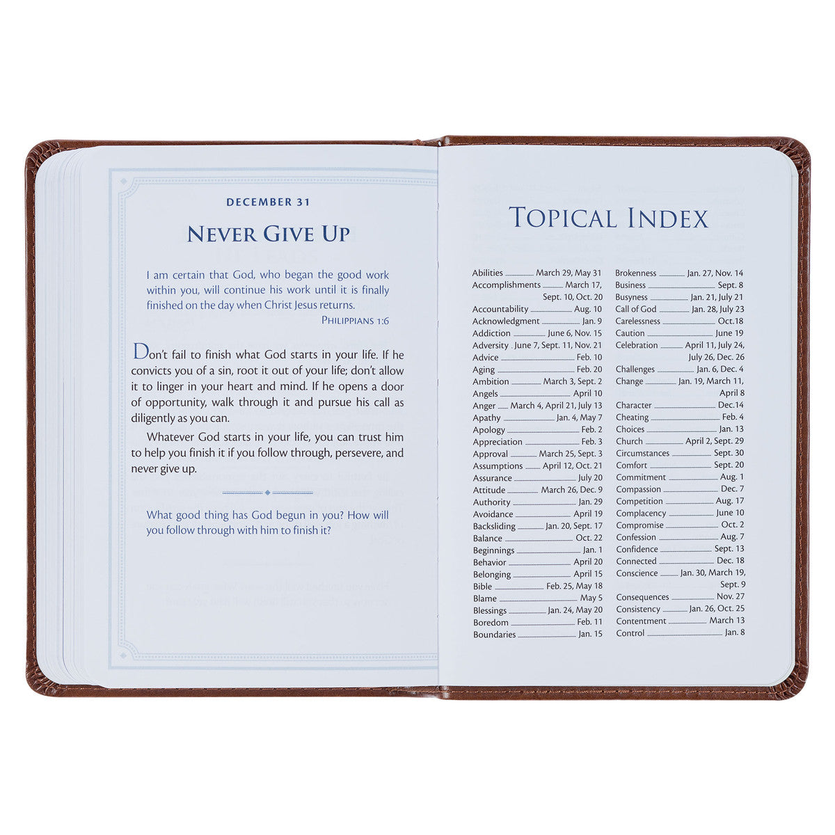 Be Strong and Steadfast Brown Faux Leather Daily Devotional - The Christian Gift Company