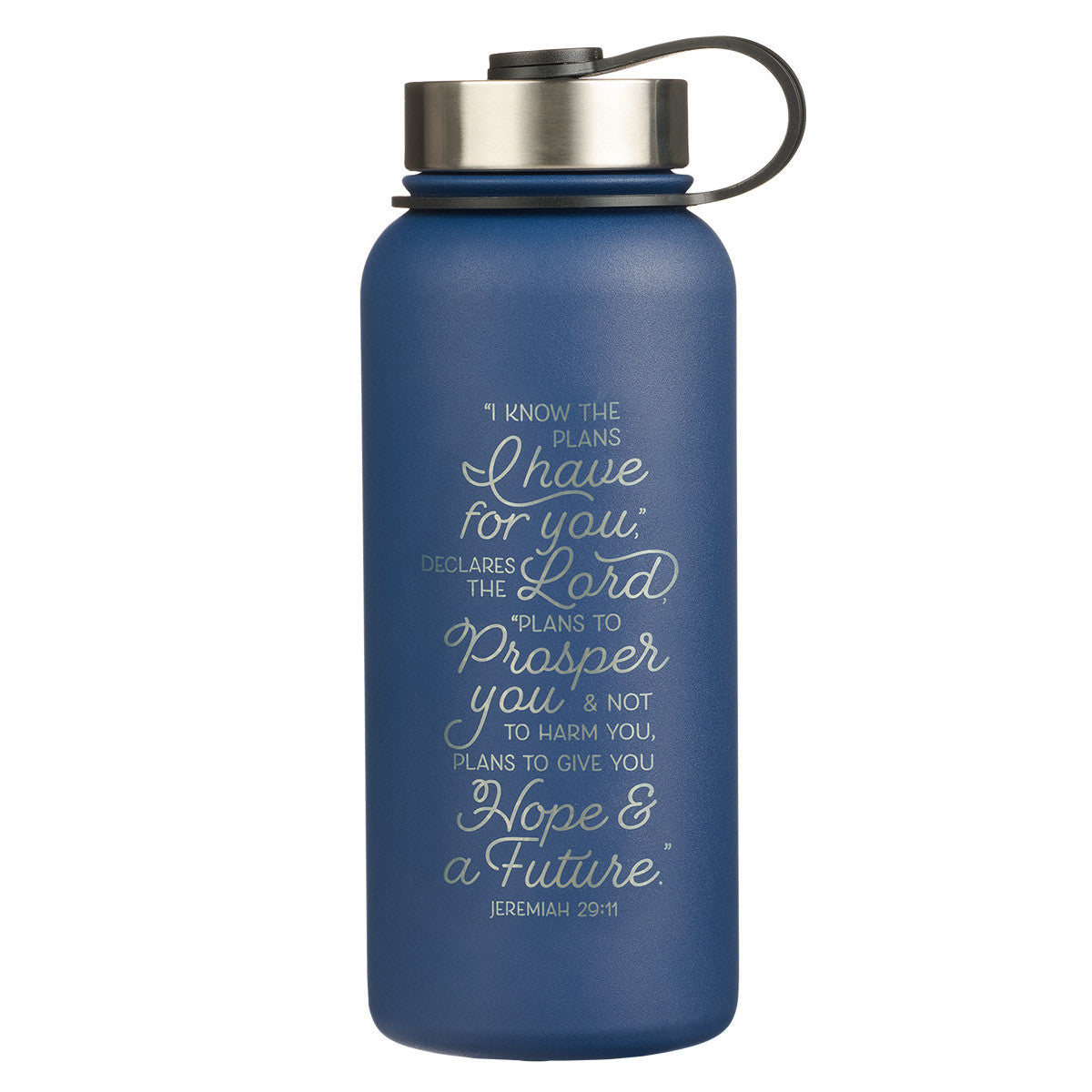 I Know the Plan Blue Stainless Steel Water Bottle - Jeremiah 29:11 - The Christian Gift Company