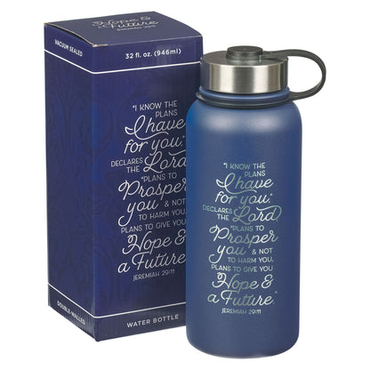 I Know the Plan Blue Stainless Steel Water Bottle - Jeremiah 29:11 - The Christian Gift Company