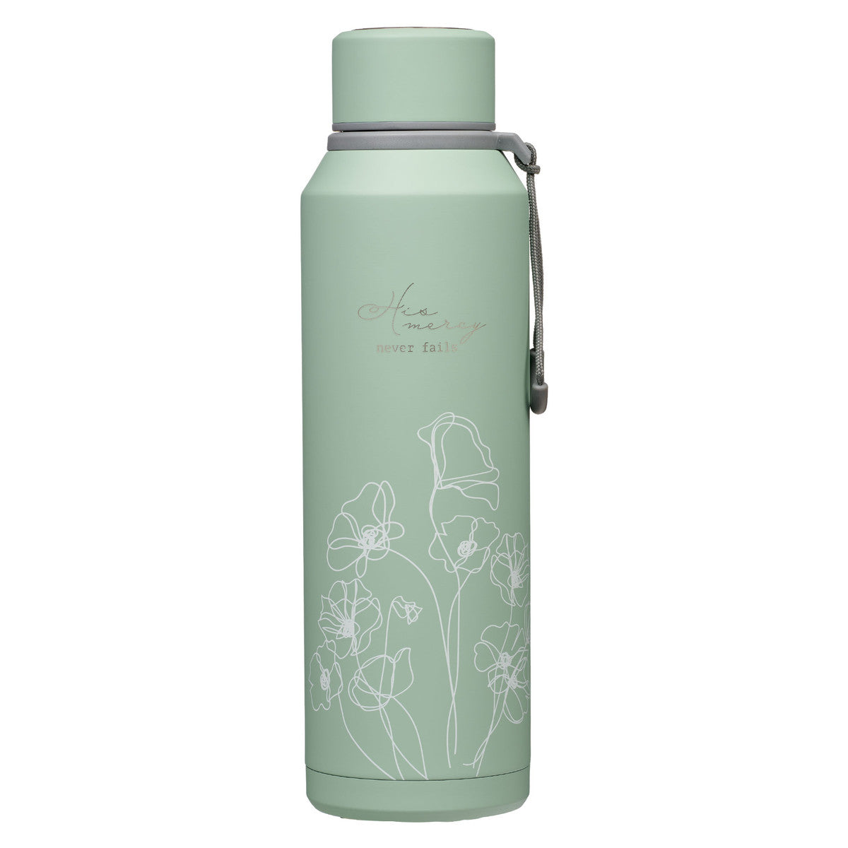 Mercy Hazy Teal Stainless Steel Water Bottle - The Christian Gift Company