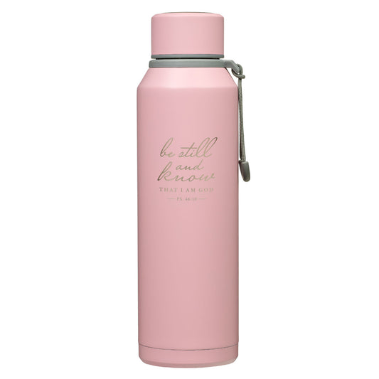 Be Still Pink Stainless Steel Water Bottle - Psalm 46:10 - The Christian Gift Company
