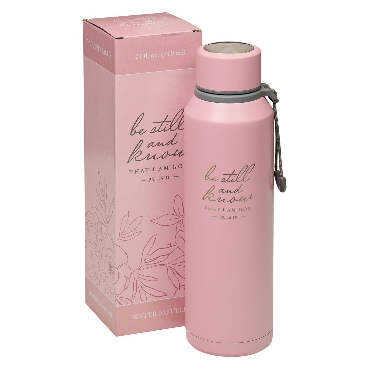 Be Still Pink Stainless Steel Water Bottle - Psalm 46:10 - The Christian Gift Company