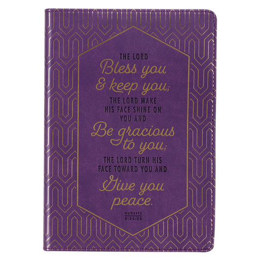 Bless You and Keep You Purple Faux Leather Journal - Numbers 6:24-26 - The Christian Gift Company