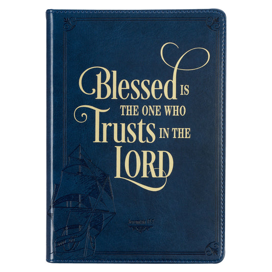 Blessed is the One Navy Faux Leather Classic Journal - Jeremiah 17:7 - The Christian Gift Company