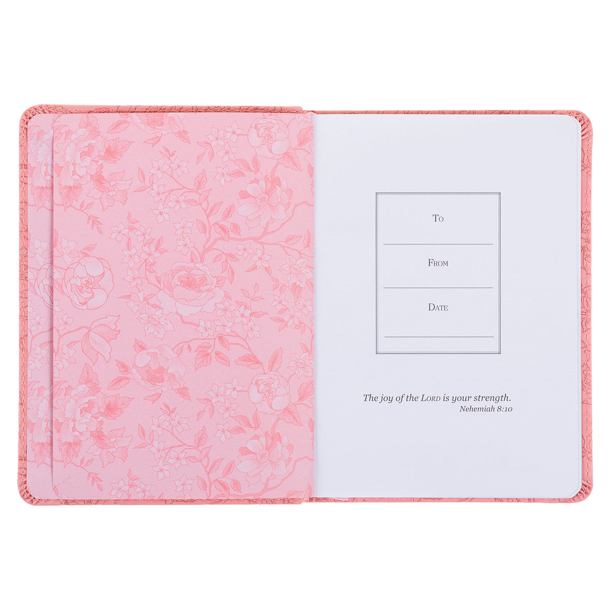 More Precious than Rubies Strawberry Pink Handy-sized Faux Leather Journal - Proverbs 31:26 - The Christian Gift Company