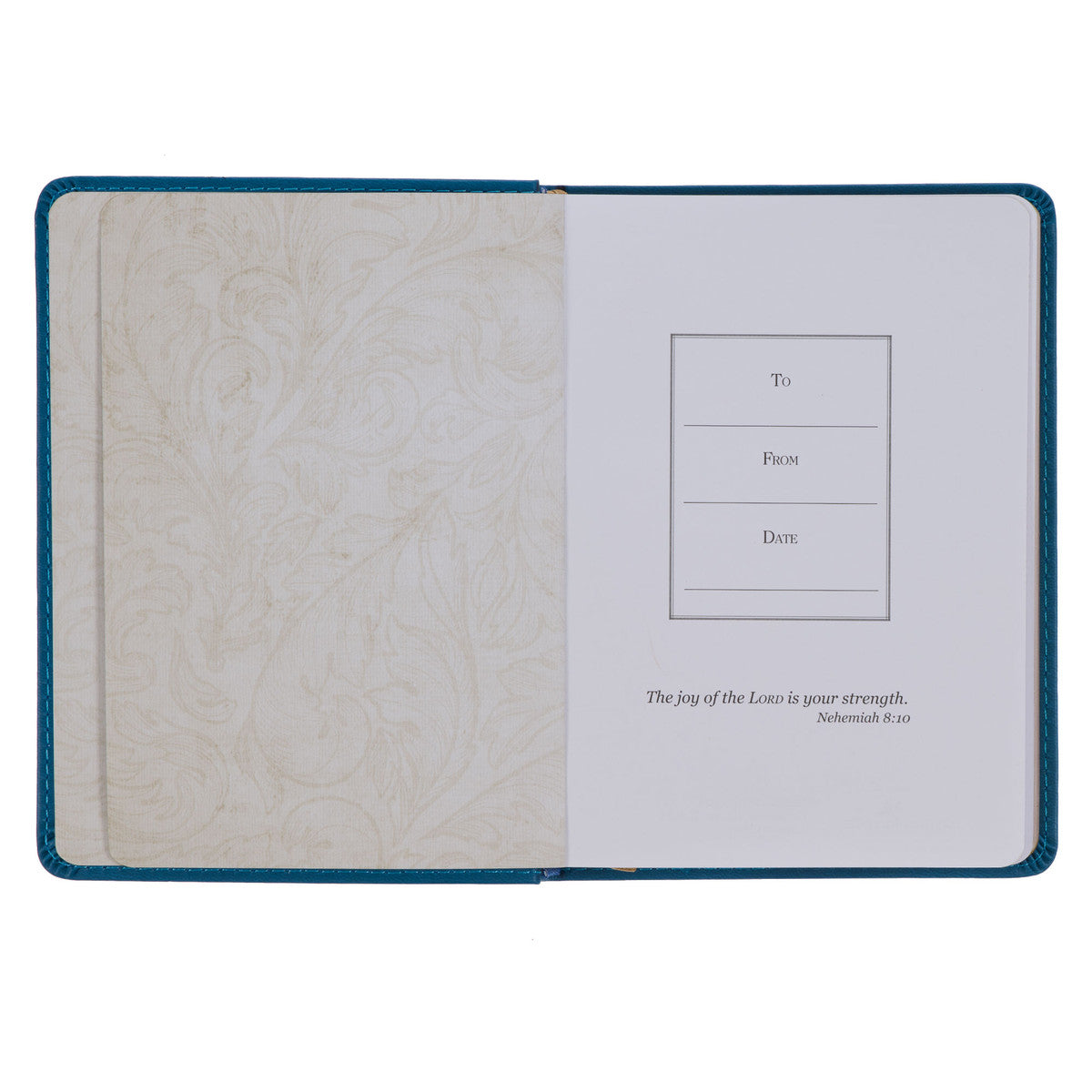 Hope in the LORD Golden Leaf Blue Faux Leather Handy-size Journal - Isaiah 40:31 - The Christian Gift Company