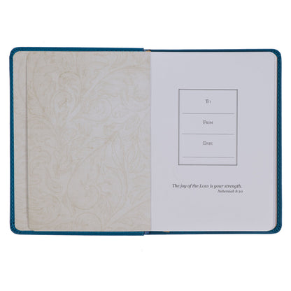Hope in the LORD Golden Leaf Blue Faux Leather Handy-size Journal - Isaiah 40:31 - The Christian Gift Company