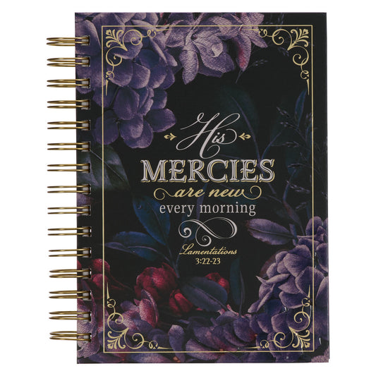 His Mercies are New Amethyst Purple Wirebound Journal - Lamentations 3:22-23 - The Christian Gift Company