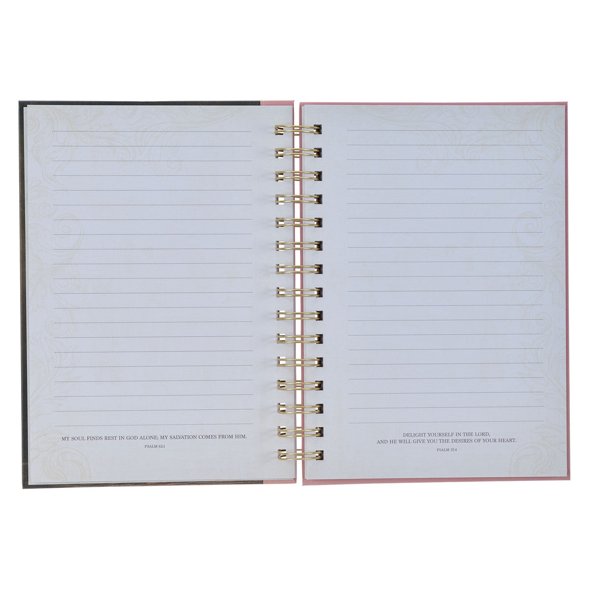 Through Christ Fluted Iris Pink and Brown Large Wirebound Journal - Philippians 4:13 - The Christian Gift Company