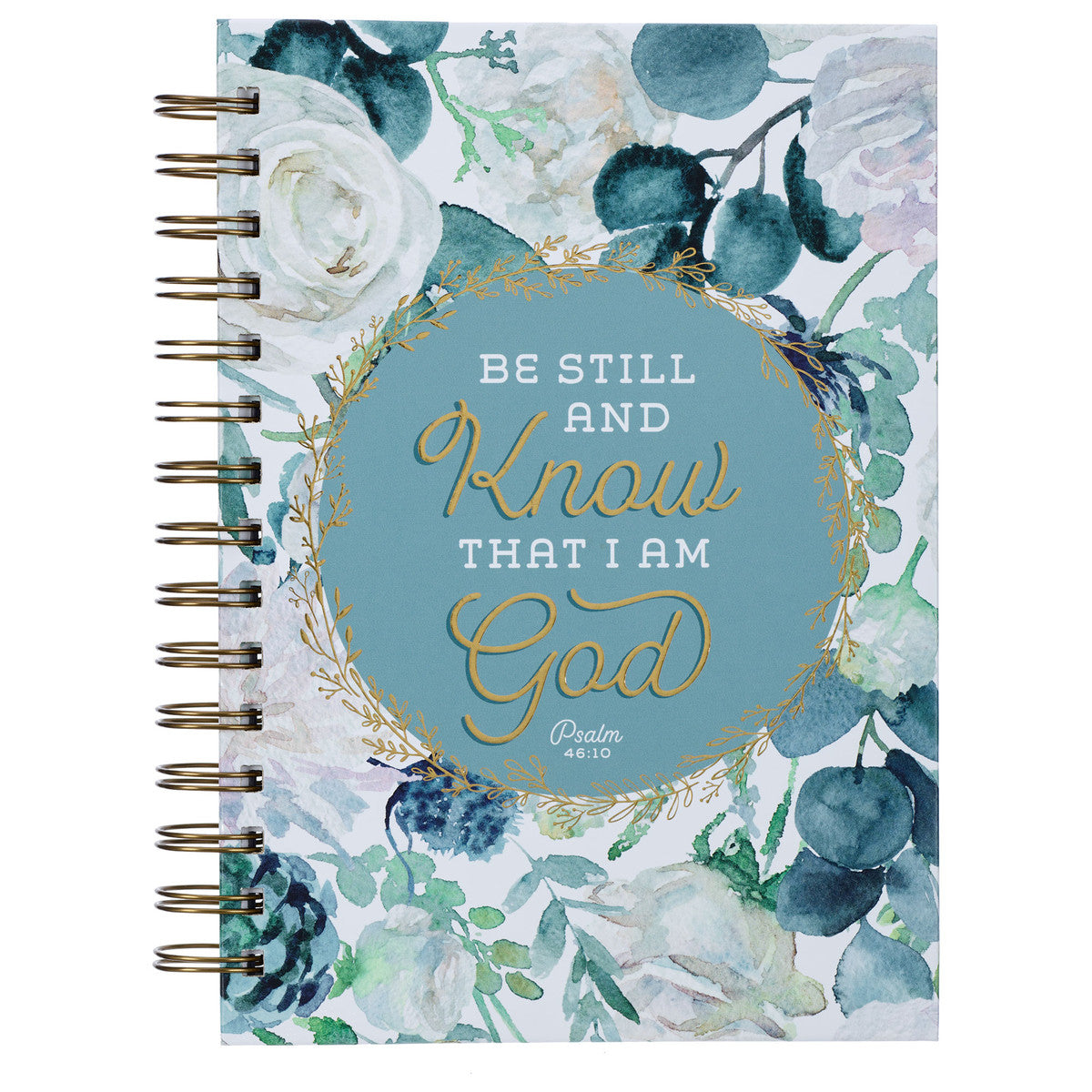 Be Still and Know Teal Floral Wirebound Journal - Psalm 46:10 - The Christian Gift Company