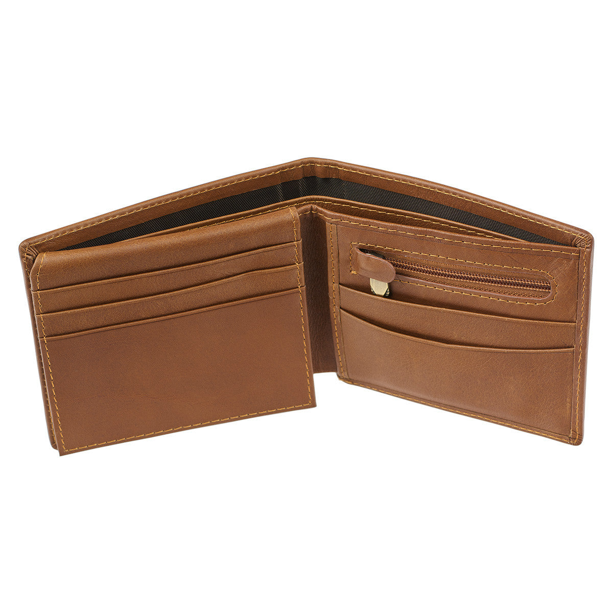 Seek First the Kingdom Saddle Tan Genuine Leather Wallet - Matthew 6:33 - The Christian Gift Company